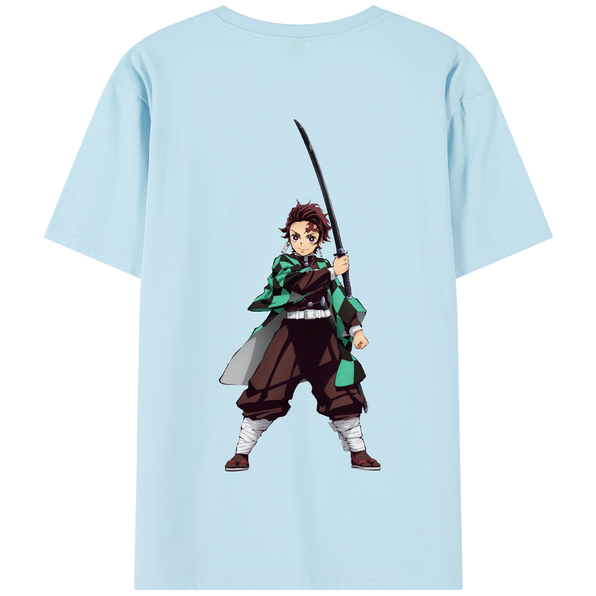 （画像用） 鬼滅の刃 竈門 炭治郎／かまど たんじろう Kamado Tanjirou 綿100％半袖Tシャツ（背面プリント）